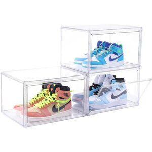 Attelite Clear Shoe Box Storage Containers,Set of 3,XX-Large Plastic Shoe Box